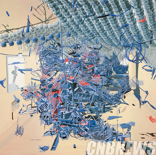 김효숙, '서해5도'. acrylic on canvas, 130×130cm, 2012.