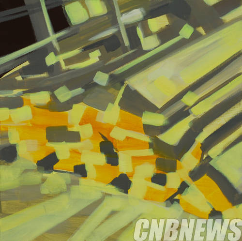 정직성, '201412'. acrylic and oil on canvas, 90×90cm, 2014.