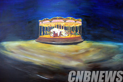 최대진, '회전목마'. 162x112cm, Oil on Canvas, 2014.