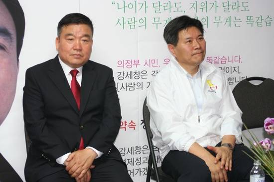 강세창 의정부시장 후보와 홍문종 전 새누리당 사무총장