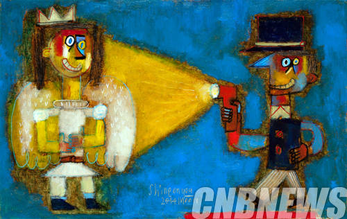 문형태, 'shine on you'. 53.0x33.4cm, oiloncanvas, 2014.