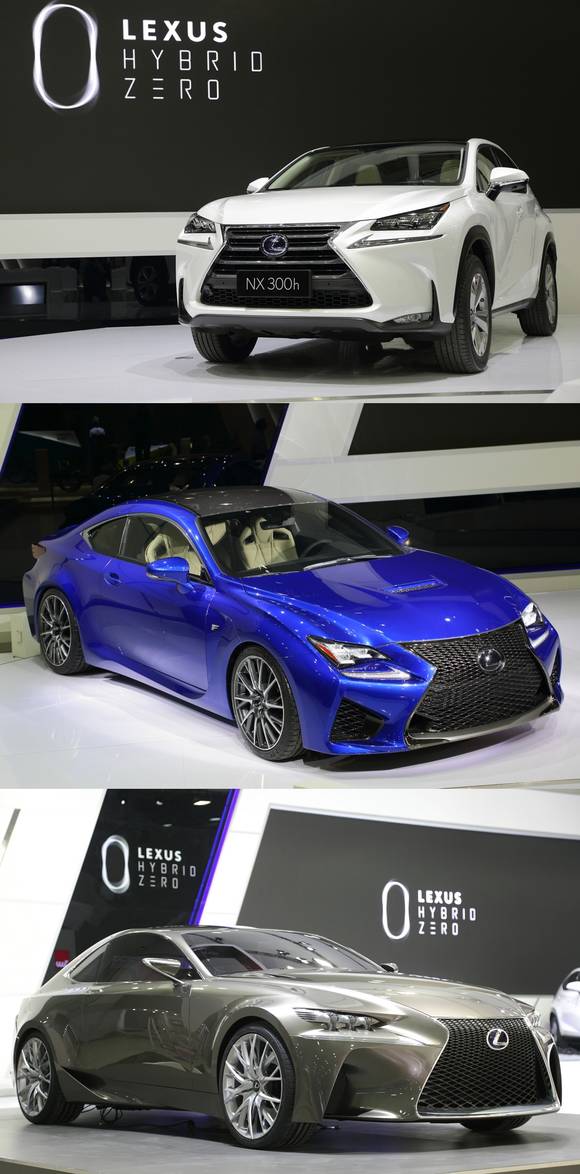 위부터 렉서스 NX300h, RC F, LF-CC컨셉트(사진 제공: 렉서스)