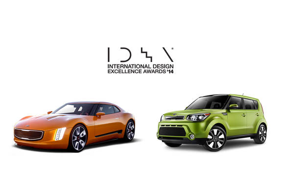 2014 IDEA 디자인상 은상과 동상을 수상한 ‘GT4 스팅어’와 ‘쏘울’(사진 제공: 기아자동차)