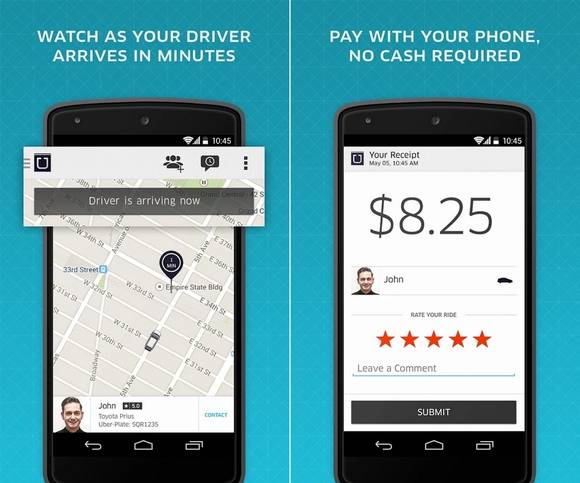 안드로이드용 우버 앱 실행 화면(사진 제공: 구글플레이)