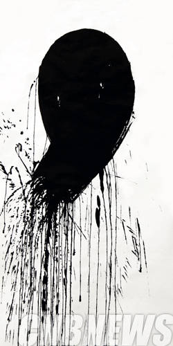 우종택, '시원(始原)의 기억'. 한지에 혼합, 70x120, 2014.