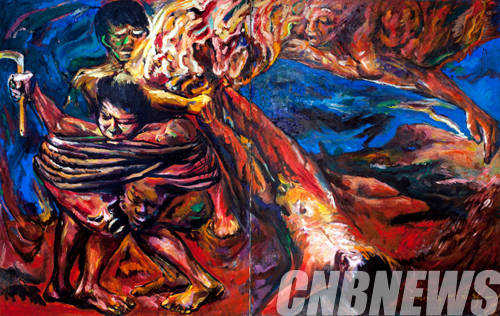 박진화, '그 너머 2'. 260x162cm, Oil on Cavas, 1988.