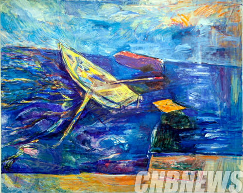 박진화, '임진강을 등지고'. 227x182cm, Oil on Canvas, 2006.