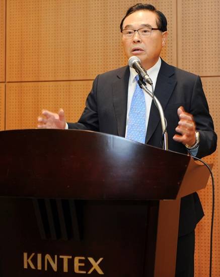 임창열 킨텍스 대표이사가 취임사를 하고 있다.