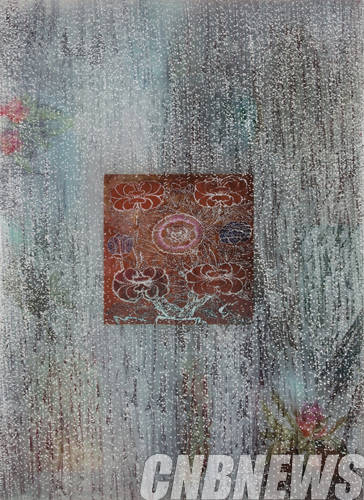 장용주, Beyond the vestige 1408, 69x94cm, 알루미늄 판에 혼합재료, 2014.