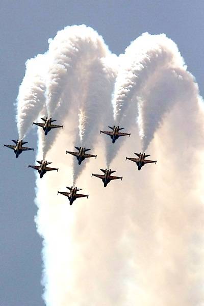 대한민국 공군의 자랑인 특수비행팀 '블랙이글'의 에어쇼(사진=경기도 제공)