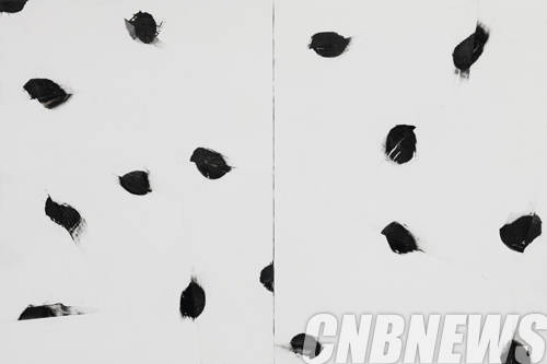 이기영, 'Breath'. mixed media(Ink cake, pigment) on Korean paper, 80x120cm, 2014.