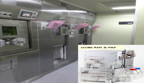 파킨슨 진단용 FP-CIT 생산 시설과 자동합성장치(오른쪽 작은 그림).