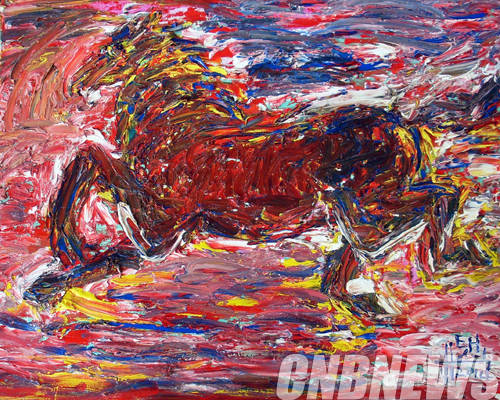 박태석, '질주(疾走)'. 62.5x50.4cm, Oil on canvas,2014.