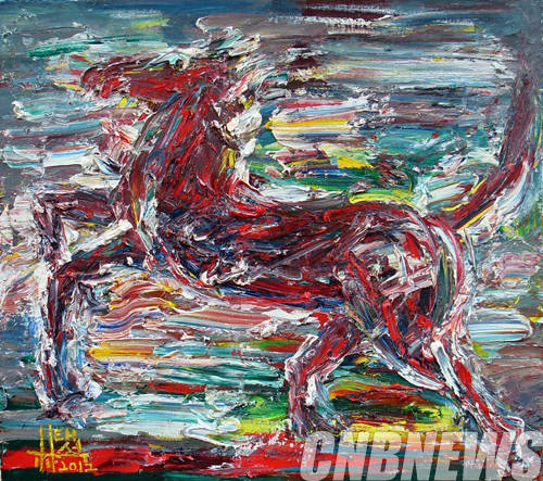 박태석, 'Horse(馬)'. 63.3x56.3cm, Oil on canvas, 2012.
