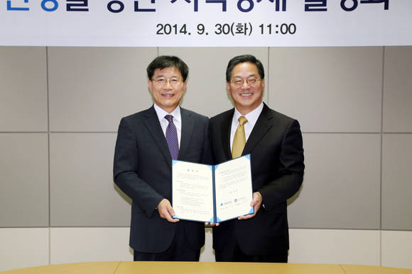 (사진=왼쪽부터 수원문화재단 김정수 대표이사와 경기관광공사 황준기 사장)