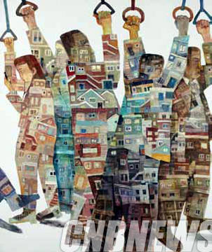 이상권, '생활 2'. 130.3×162.2cm, acrylic on canvas, 2014.