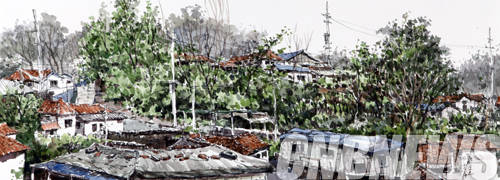 김철우, '백사마을'. 78x28cm, 2012.