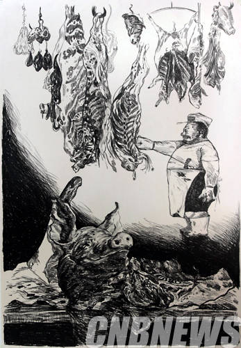 배윤환, '날 좀 내버려둬'. oil pastel on paper, 100×70cm, 2012.