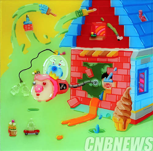 울산대 서양화과 4학년 이동현, '밖으로'. 혼합재료, 45.5x45.5cm, 2014.