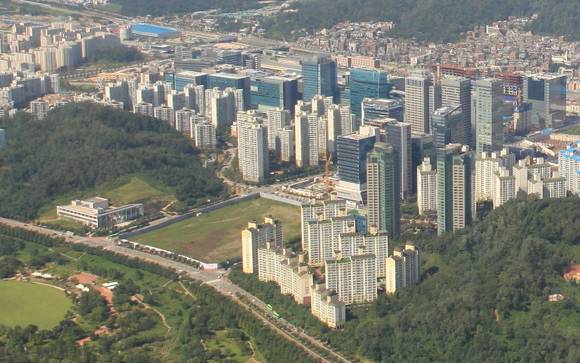 하늘에서 본 상암DMC 랜드마크 빌딩 용지(사진: 서울시)