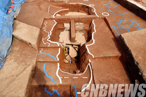 '3호 돌방무덤 내부 구조와 출토유물(돌배게)'.(사진=문화재청)