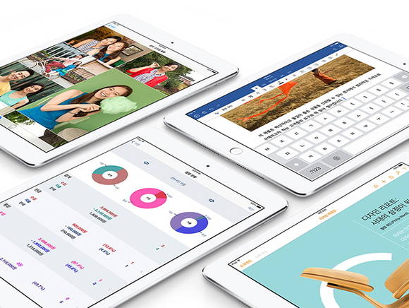 애플의 최신 태블릿 아이패드 에어2(사진 제공: 애플)