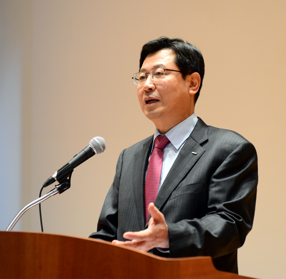 기보 김한철 이사장이 경영전략워크숍에서 발언하고 있다. (사진제공=기보)