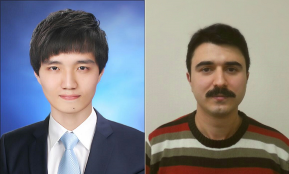 올해 영국왕립조선학회 젊은 과학자상을 수상한 부산대 대학원 조선해양공학과 김양섭(석사과정), 세다르 인세(박사과정)씨. (사진제공=부산대)