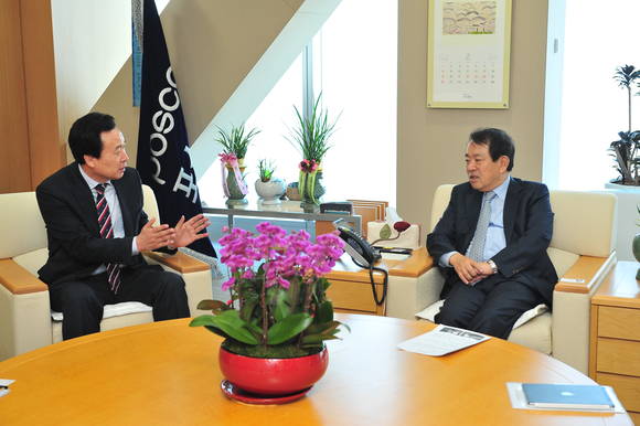 박홍률 목포시장(좌), 황태현 포스코건설 사장(우).