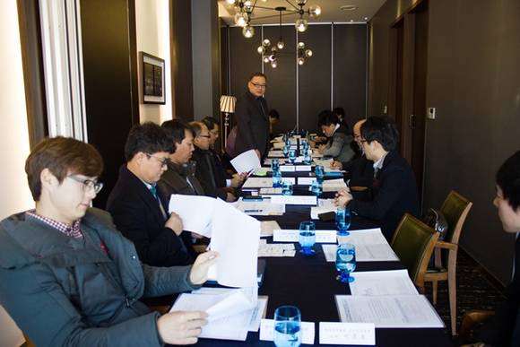 정석기 경기FTA센터장이 실무협의회에 앞서 인사말을 하고 있다.(사진=경기FTA센터 제공)