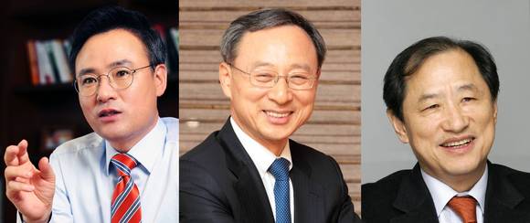 SK텔레콤 장동현 사장(왼쪽)과 KT 황창규 회장(가운데), LG유플러스 이상철 부회장(사진 제공: SK텔레콤,KT,LG유플러스)