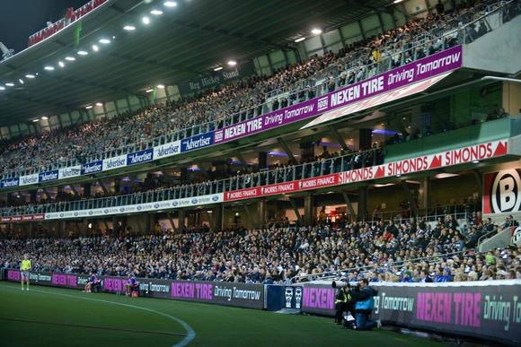 뉴질랜드 럭비 팀 ‘Chiefs’ 홈구장에 게재중인 넥센타이어 광고 모습. (사진제공=넥센타이어)