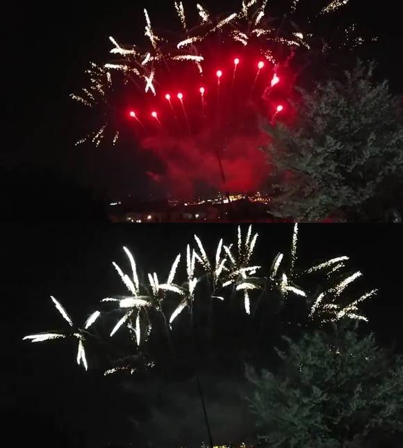 지난 11일 저녁 천안 북일고에서 열린 벚꽃축제의 불꽃놀이 장면(사진: 유튜브 캡처)