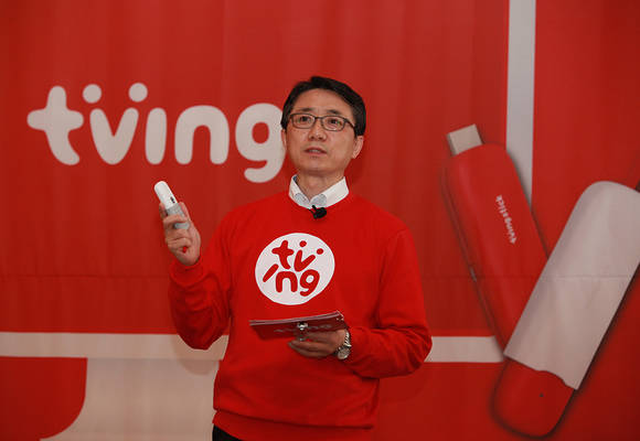 티빙 미디어데이에서 키노트를 발표하는 김진석 CJ헬로비전 대표(사진 제공: CJ헬로비전)