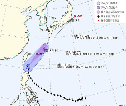 (사진제공=부산시) 태풍진로 해상도 (오전 10시 현재)