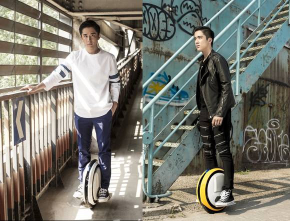 모델들이 나인봇 원을 탑승하고 있다 (사진=스타플릿)