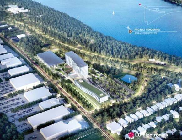 LG전자의 초반 건물 디자인. 8층 건물이 주변보다 확연히 높다.(사진: LG전자)