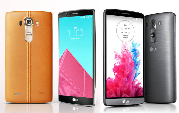 美 연방정부 보안인증을 획득한 'LG G4(왼쪽)'와 美 국방부 보안인증까지 통과한 'LG G3(오른쪽)'(사진 제공 = LG전자)