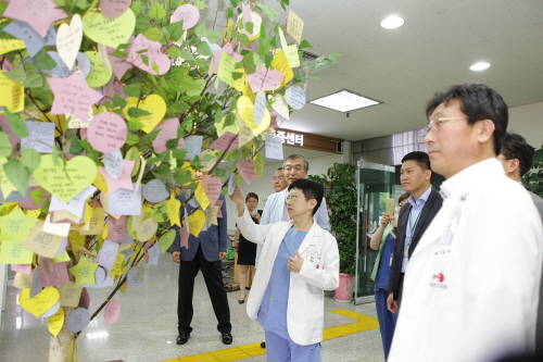 한전산업개발이 국립중앙의료원에 전달한 응원비타민 나무. (사진제공=한전산업)