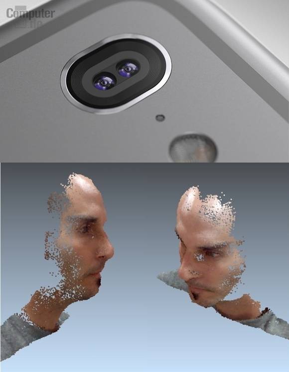 아이폰7에 채용될 가능성이 높은 ‘듀얼 렌즈 카메라 시스템’(위)과 ‘3D 깊이 매핑’ 기능으로 촬영한 사진의 예. (사진=맥루머스닷컴)