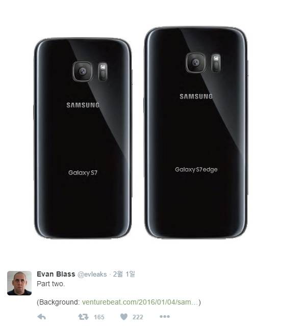 에반 블래스가 공개한 갤럭시 S7·S7 엣지 후면 사진. 카툭튀가 줄었음이 보인다. (사진=에반 블래스 트위터)