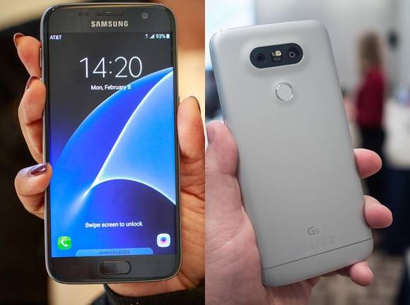 삼성전자의 갤럭시 S7(왼쪽)과 LG G5. (사진=인터넷)