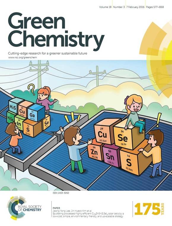 김진혁 교수팀 연구논문 게재 ‘Green Chemistry’ 표지 사진