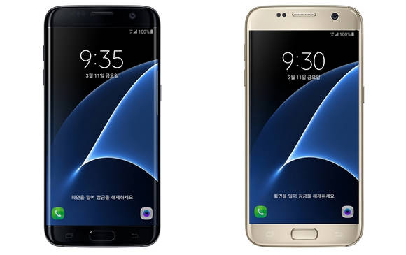 삼성전자 ‘갤럭시 S7 엣지’(왼쪽)와 ‘갤럭시 S7’. (사진제공=삼성전자)
