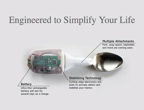 파킨슨씨병 환자들의 손떨림을 보정해주는 구글 ‘리프트웨어 스푼’의 구조. (사진=구글)