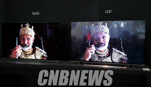 LG전자의 올레드 TV와 LED TV 화질비교 코너. (사진=정의식 기자)