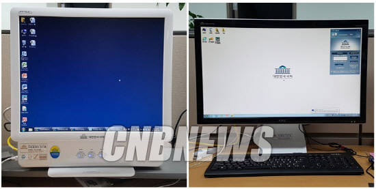 지난 2010년 도입된 국회 PC(왼쪽)와 최근 교체 중인 신형 국회 PC. (사진=정의식 기자)