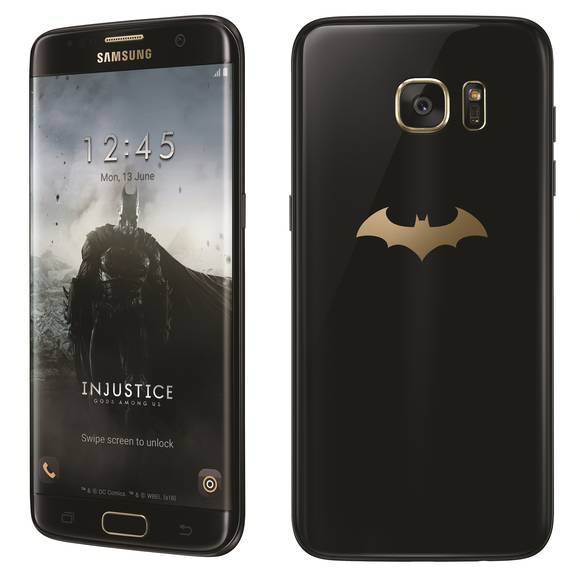 ‘갤럭시 S7 엣지 인저스티스 에디션’ 테마 배경화면과 뒷면. (사진제공=삼성전자)