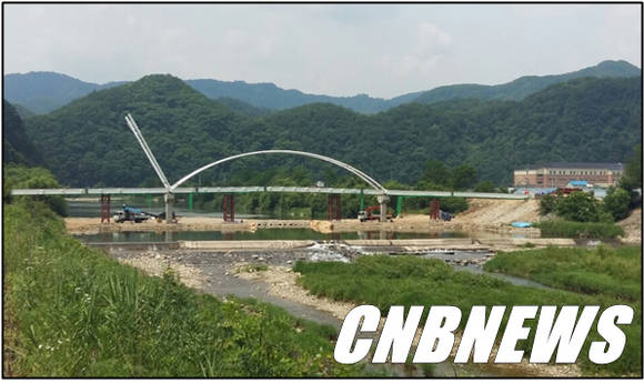 북면 월학리 인북천 유역 인도교 현장 전경(사진=인제군청 제공)