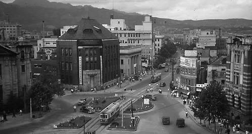 1950년대 당시 한국은행 본점 앞 로터리 모습.(사진=연합뉴스)